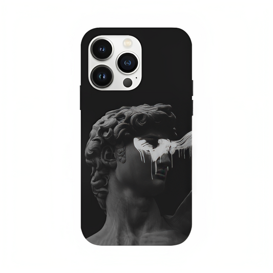 iPhone 16 Pro case featuring 'Even Statues Bleed' Artwork by Libaadah – premium artistic design with metal-glass finish