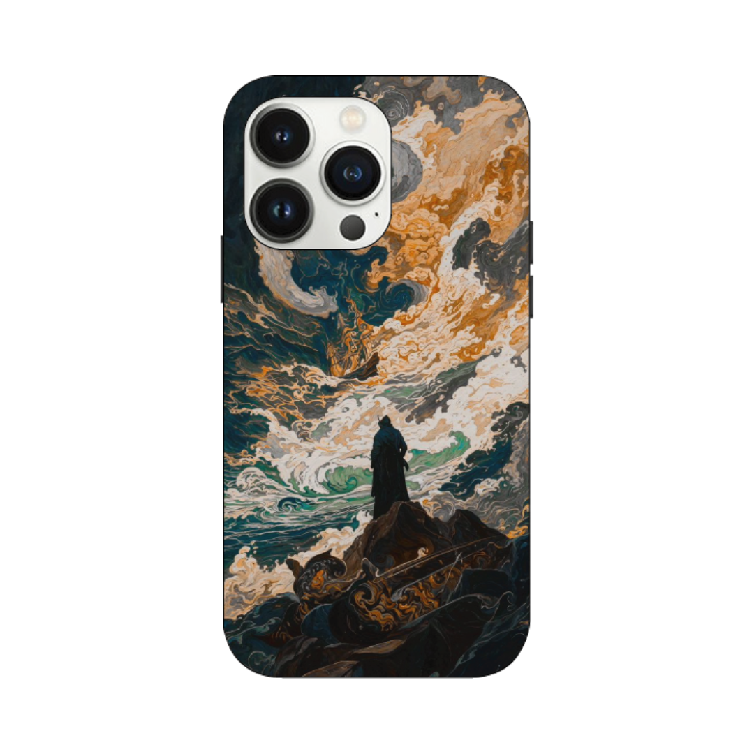 iPhone 16 Pro Max case featuring 'Above the Drowning Sea' Artwork by Libaadah – premium artistic design with metal-glass finish