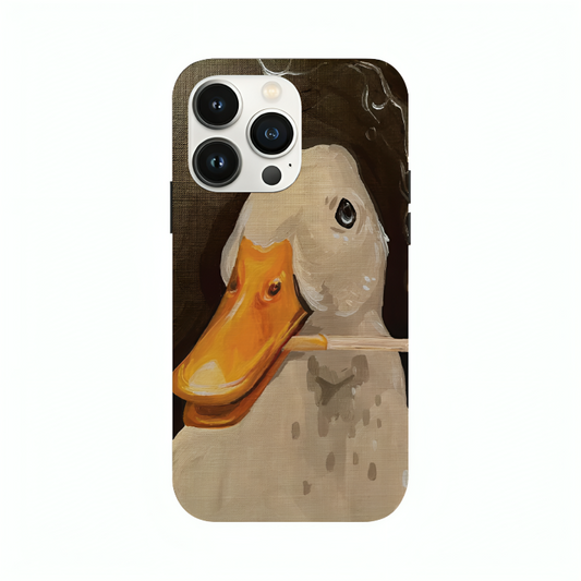 iPhone 16 Pro Max case featuring 'An Existential Duck' Artwork by Libaadah – premium artistic design with metal-glass finish